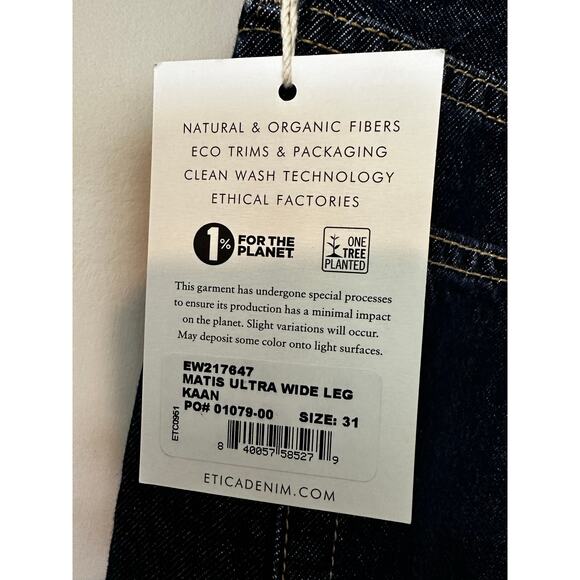 Anthropologie ETICA Jeans MATIS ULTRA WIDE LEG KAAN Size 31 NEW - Picture 6 of 8